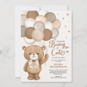 Neutrale Beary Niedlich Teddy Bear Baby Shower I Einladung (Vorderseite)