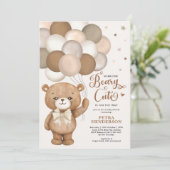 Neutrale Beary Niedlich Teddy Bear Baby Shower I Einladung (Stehend Vorderseite)