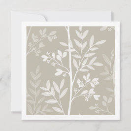 Neutrale Beige Blumen Silhouette Botanische Kunstk Karte