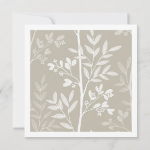 Neutrale Beige Blumen Silhouette Botanische Kunstk Karte