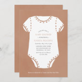 Neutrale Beige Bodysuit Minimalistisch Babydusche Einladung (Vorne/Hinten)
