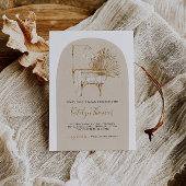 Neutrale Beige Boho Kinderzimmer Babydusche Einladung