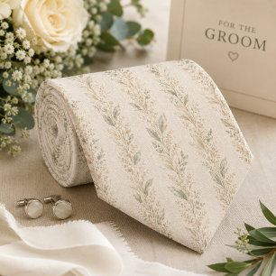 Neutrale beige botanische Hochzeit Krawatte