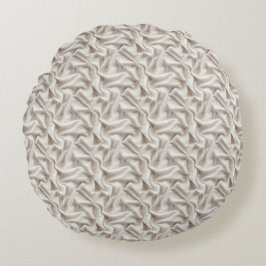 Neutrale Beige-, Creme- und Elfenbein-Sherpa-Decke Rundes Kissen