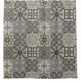 Neutrale, beige, graue, marokkanische Fliesen Duschvorhang