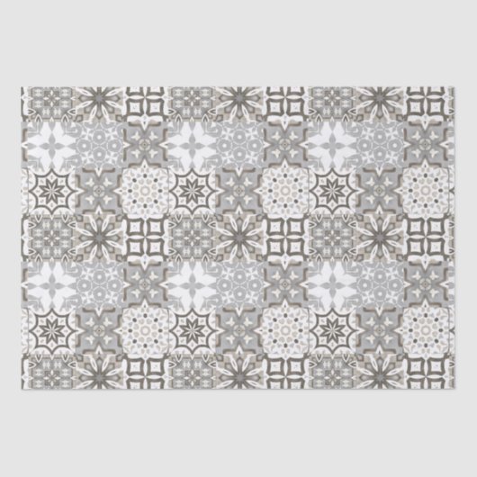 Neutrale, beige, graue, marokkanische Fliesen Seidenpapier (Vorderseite)