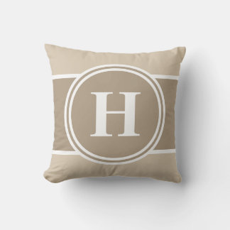 Neutrale Beige individuell anpassbare Monogramm-Dr Kissen