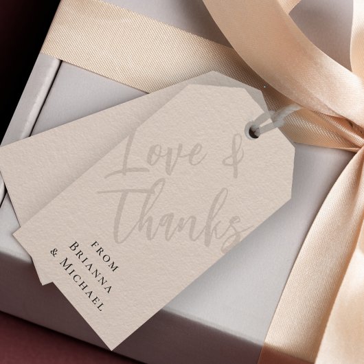 Neutrale Beige Liebe und Dank mit Namen Geschenkanhänger