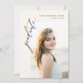 Neutrale Beige Minimalistische Foto Graduation Par Einladung (Vorderseite)