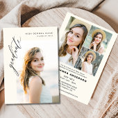 Neutrale Beige Minimalistische Foto Graduation Par Einladung