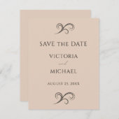 Neutrale Beige Minimalistische Hochzeit Save The Date (Vorne/Hinten)