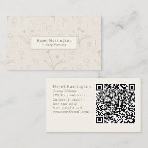 Neutrale beige QR Code Business Card Minimalistisc Visitenkarte