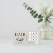 Neutrale Beige QR-Code Friseursalon Treuekarte (Stehend Vorderseite)