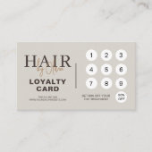 Neutrale Beige QR-Code Friseursalon Treuekarte (Vorderseite)