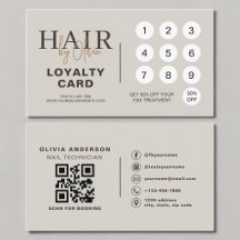 Neutrale Beige QR-Code Friseursalon Treuekarte