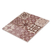 Neutrale, beige, rote, rosa, marokkanische Fliesen (Seite)