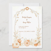 Neutrale Beige Rustikale Blütenrahmenhochzeit (Vorderseite)