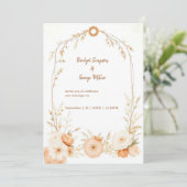 Neutrale Beige Rustikale Blütenrahmenhochzeit (Stehend Vorderseite)