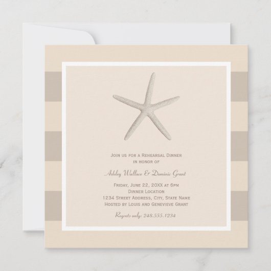 Neutrale Beige Starfish Beach Hochzeitssonne Einladung (Vorderseite)