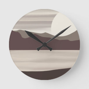 Neutrale Bergsee-Landschaft- Runde Wanduhr