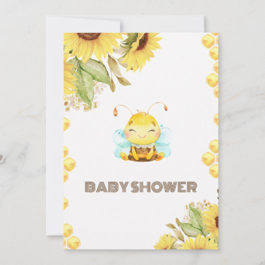 Neutrale Bienenblütendusche Einladung (Rückseite)