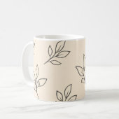 Neutrale Blatt-Tasse | Beige Kaffeetasse (Vorderseite Links)