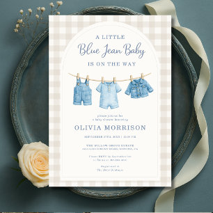 Neutrale Blaue Jeans Baby Denim Baby Shower Einladung