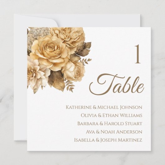 Neutrale Blume, Bouquet-Seating Chart Einladung (Vorderseite)