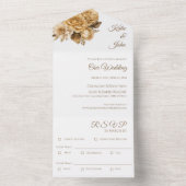 Neutrale Blume Bouquet-White Hochzeit All In One Einladung (Innen Boden)