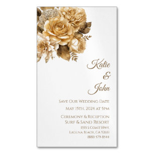 Neutrale Blume Bouquet-White Rette unser Datum- Magnetische Visitenkarte