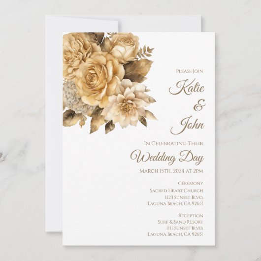 Neutrale Blume Bouquet-White Wedding- Einladung (Vorderseite)