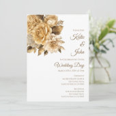 Neutrale Blume Bouquet-White Wedding- Einladung (Stehend Vorderseite)