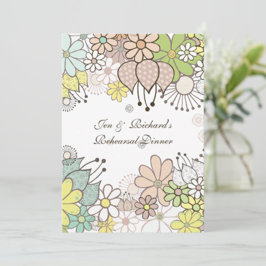 Neutrale Blume Probe Dinner DIY Custom Einladung (Stehend Vorderseite)