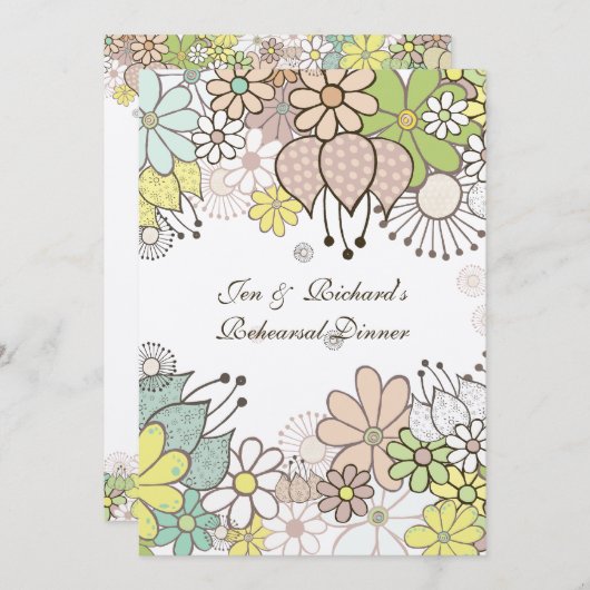 Neutrale Blume Probe Dinner DIY Custom Einladung (Vorne/Hinten)