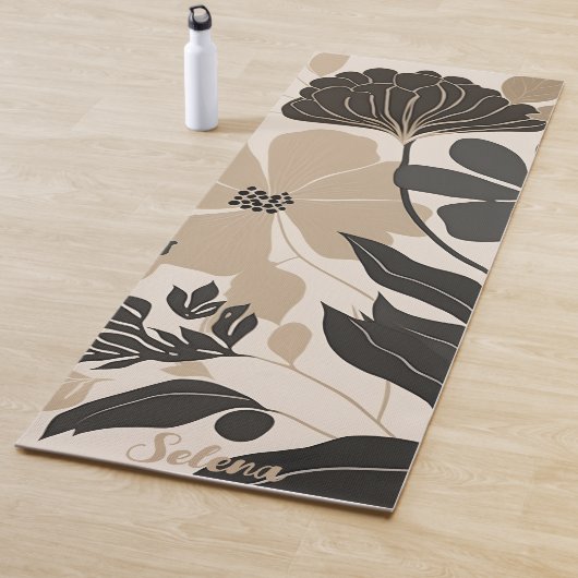 Neutrale Blume von Boho Black und Beige Yogamatte (Beispiel)