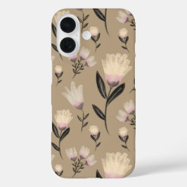 Neutrale Blumen iPhone-Hülle | Moderne Soft-Blush- iPhone 16 Hülle