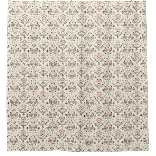 Neutrale Blush-Grau-Botanik-Duschvorhang Duschvorhang (Vorderseite)