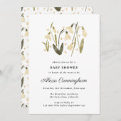 Neutrale Blütenschneedecke schöne Babydusche Einladung (Vorne/Hinten)