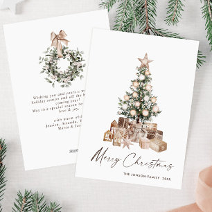 Neutrale Bohemian-Weihnachts-Kiefer-Baum-Grußkarte Feiertagskarte