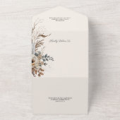 Neutrale Bohemische Blume und Federn All In One Einladung (Außenbereich)