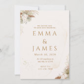 Neutrale Bohemische florale Elegant Hochzeitseinla Einladung (Vorderseite)