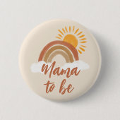 Neutrale Bohemische Mama als Babydusche Button (Vorderseite)