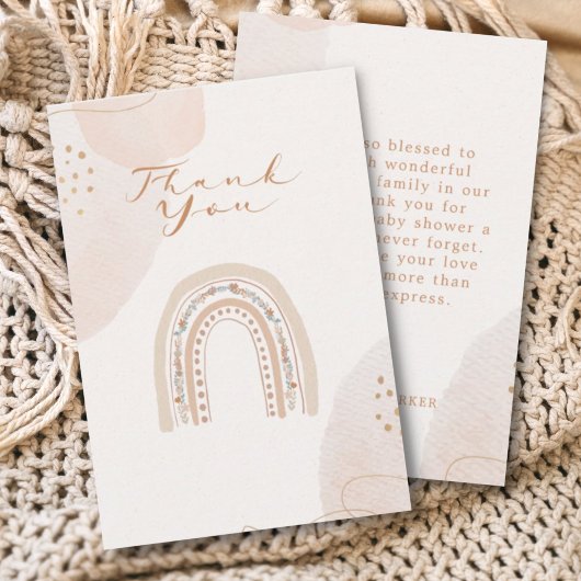 Neutrale Bohemische Regenbogenkalligraphie Dankeskarte