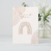 Neutrale Bohemische Regenbogenkalligraphie Dankeskarte (Stehend Vorderseite)