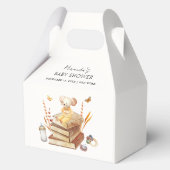 Neutrale Boho Book Mouse Babydusche Geschenkschachtel (Rückseite)