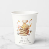Neutrale Boho Book Mouse Babydusche Pappbecher (Rückseite)