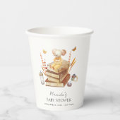 Neutrale Boho Book Mouse Babydusche Pappbecher (Vorderseite)