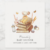 Neutrale Boho Book Mouse Babydusche Weinetikett (Einzelnes Label)