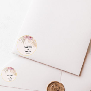 Neutrale Boho-Botanik-Hochzeits-Rundsticker-Etiket Runder Aufkleber