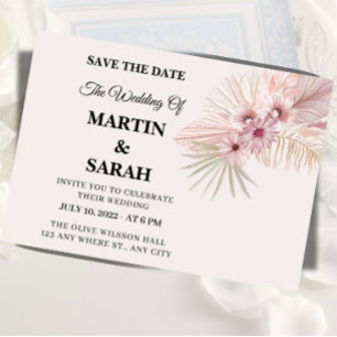 Neutrale Boho-Botanische-Hochzeit-Save-the-Date-Ka Save The Date